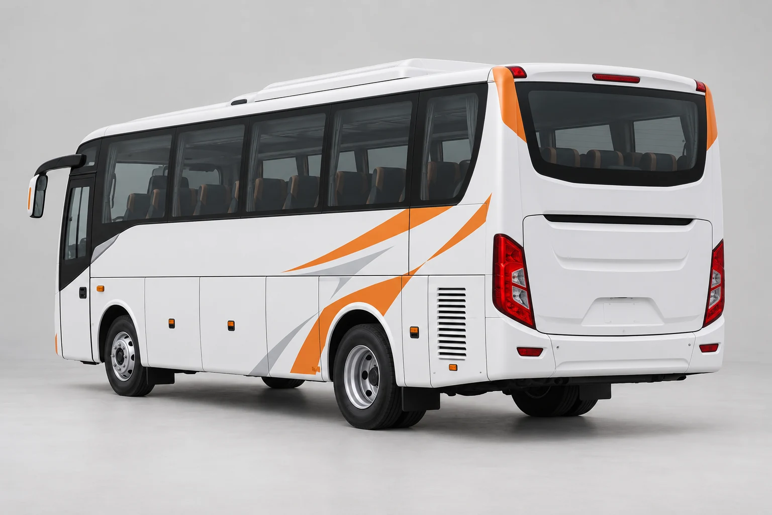 Ilustrasi Bus Medium dari sudut belakang tiga perempat