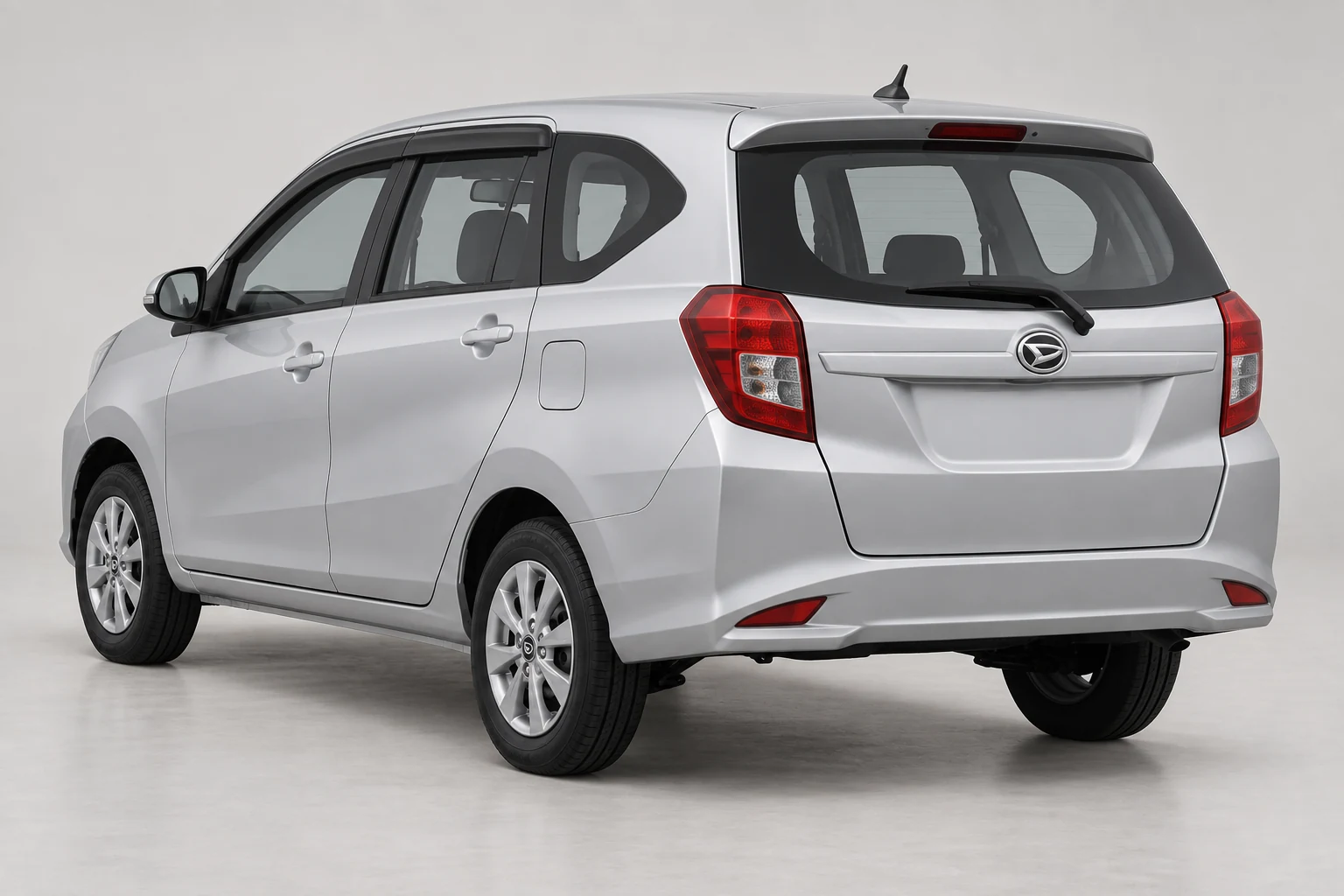 Illustration of Daihatsu Sigra from a rear three-quarter angle