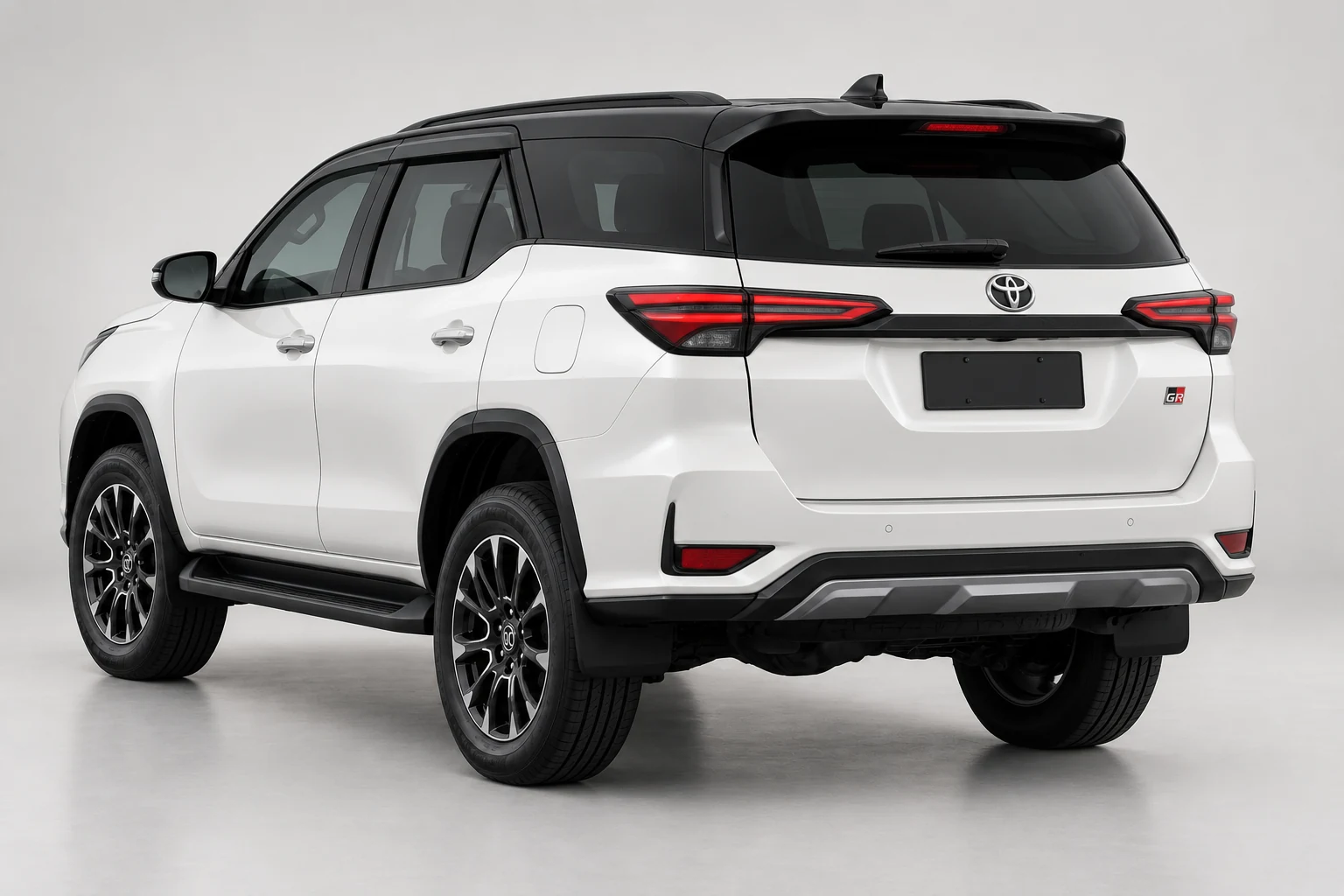 Illustration of Fortuner GR Sport from a rear three-quarter angle