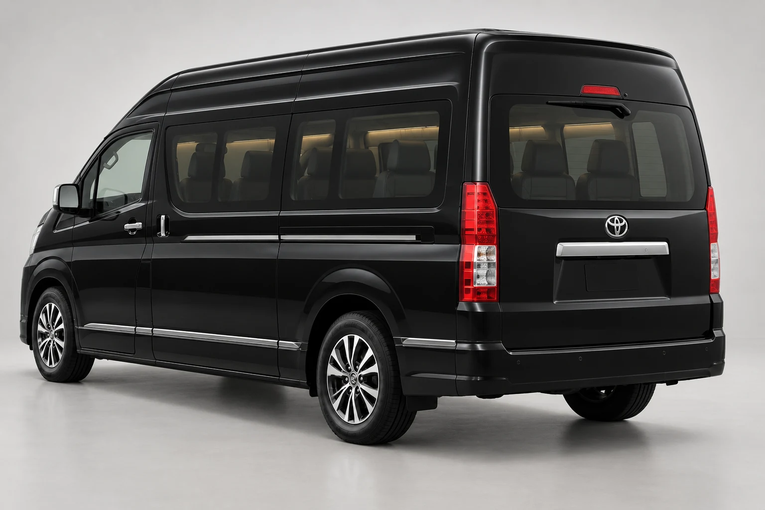 Illustration of Hiace Luxury from a rear three-quarter angle