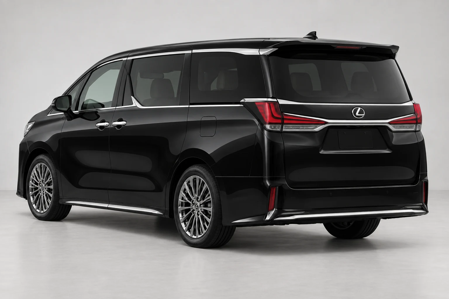 Illustration of Lexus LM350 from a rear three-quarter angle