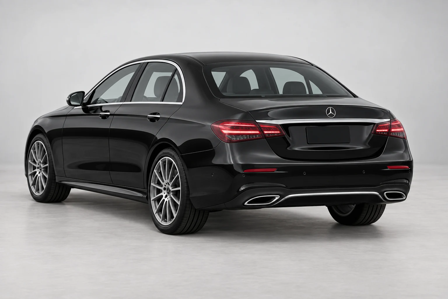 Illustration of Mercedes-Benz E300 from a rear three-quarter angle