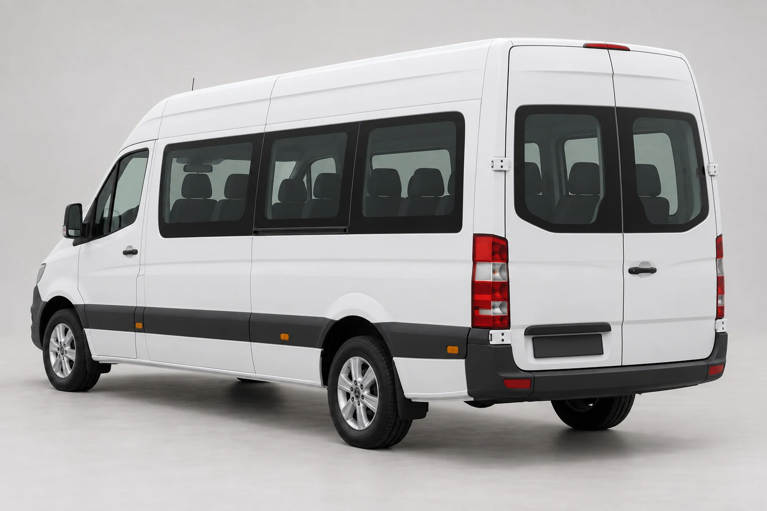Illustration of Mercedes Sprinter from a rear three-quarter angle