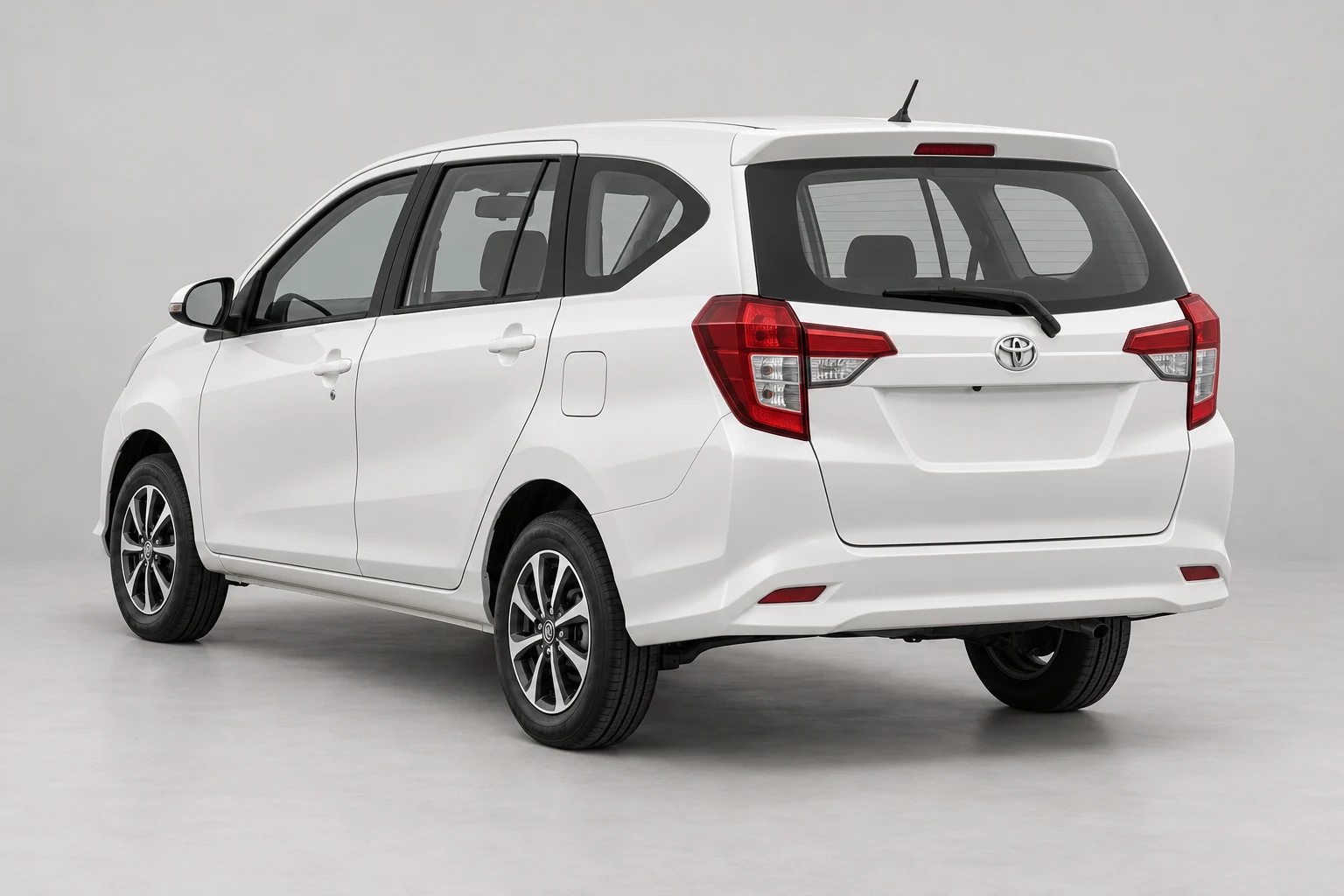 Illustration of Toyota Calya from a rear three-quarter angle